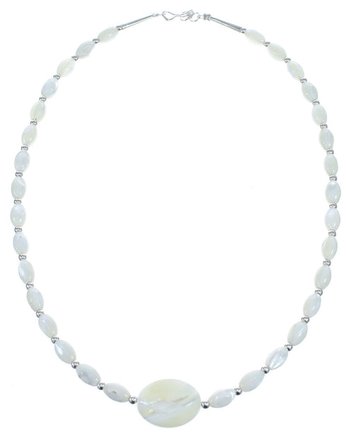 Sterling Silver Mother of Pearl Bead Necklace AX121658